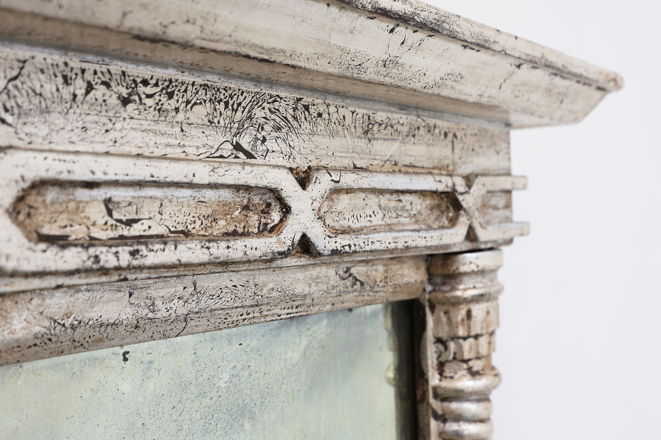 Pair of Neoclassical Silver Leaf Pier Mirrors with Ringed Columns and Cornice, Italy, ca. 1850thumbnail